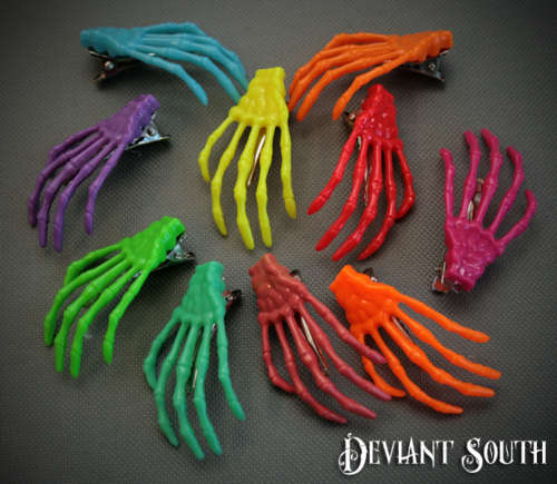Skeleton Hand Hair Clip - Small - Neon Yellow (single)