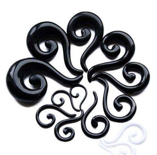 Acrylic Spiral Single Ear Stretcher Taper - Black 8mm