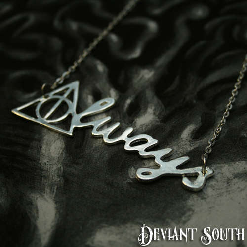 Last one! Harry Potter Deathly Hallows Always silver necklace