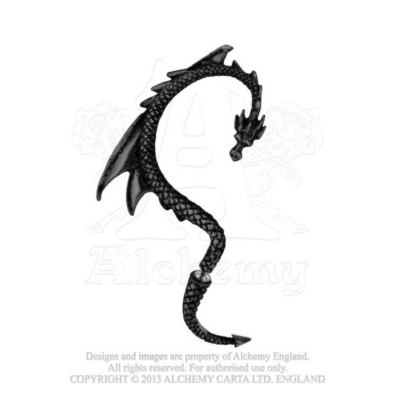 Alchemy Gothic E274B The Dragon`s Lure (right) Black Ear-wrap