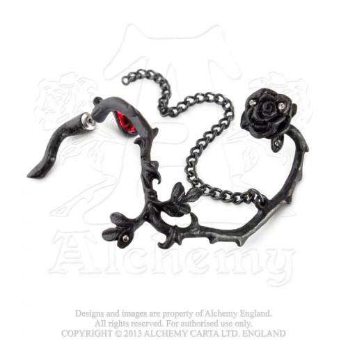 Last Chance! Alchemy Gothic E276 Rose of Passion Stud Ear-wrap (left)