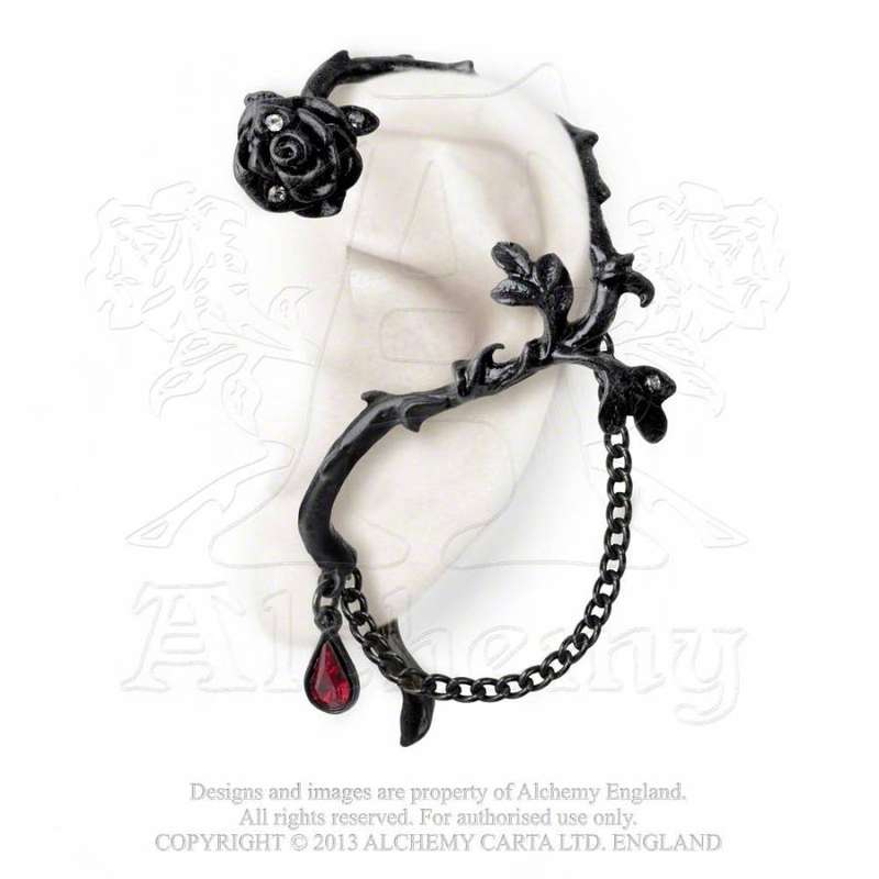 Last Chance! Alchemy Gothic E276 Rose of Passion Stud Ear-wrap (left)