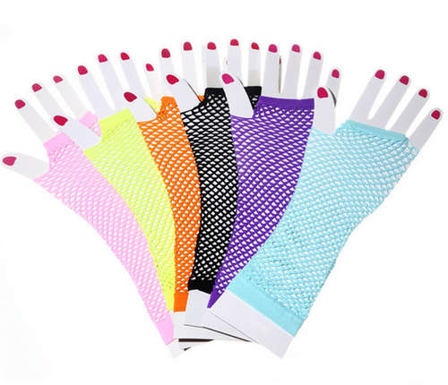 Fishnet Net Mesh Gloves Long - One Size - Yellow