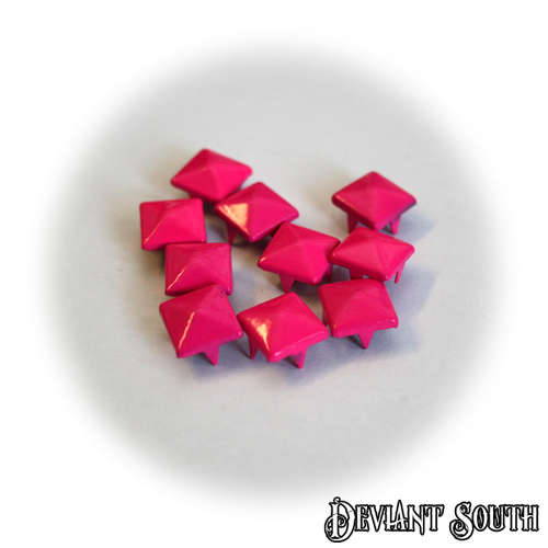 DIY Square Pyramid Leathercraft Rivet 9mm Dark Pink - 10pcs