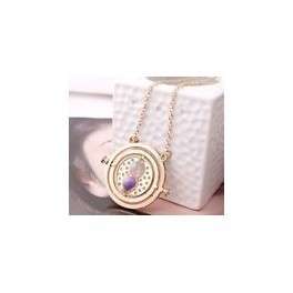 Harry Potter Time Turner Hermione Rotating Gold-tone Hourglass Necklace - Purple Sand