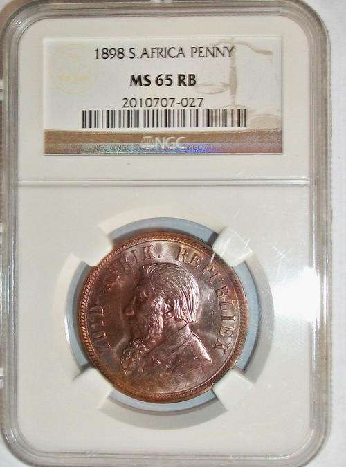 1898 South Africa PENNY , Graded NGC MS65RB... ULTRA ULTRA HIGH GRADE! !!!