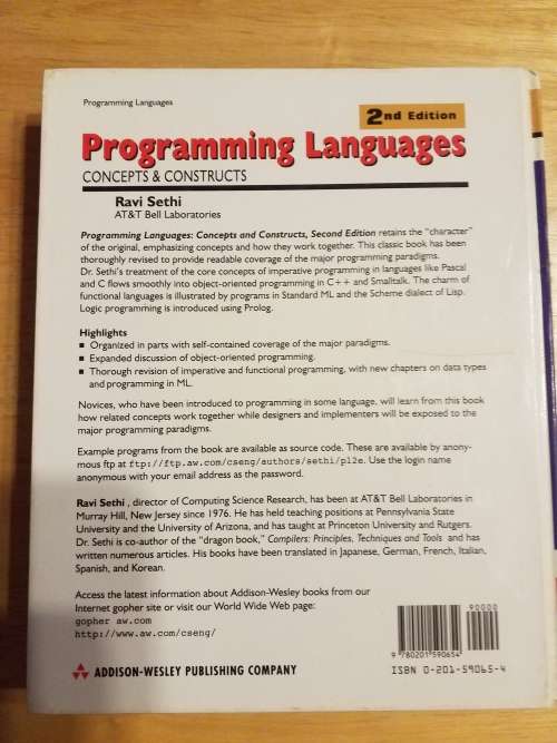 Programming Languages Concepts &  Constructs - Ravi Sethi