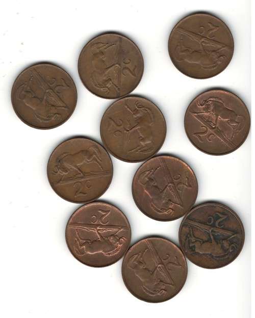 10 x 1990 2 Cents