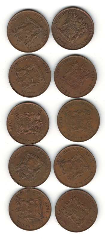 10 x 1989 2 Cents