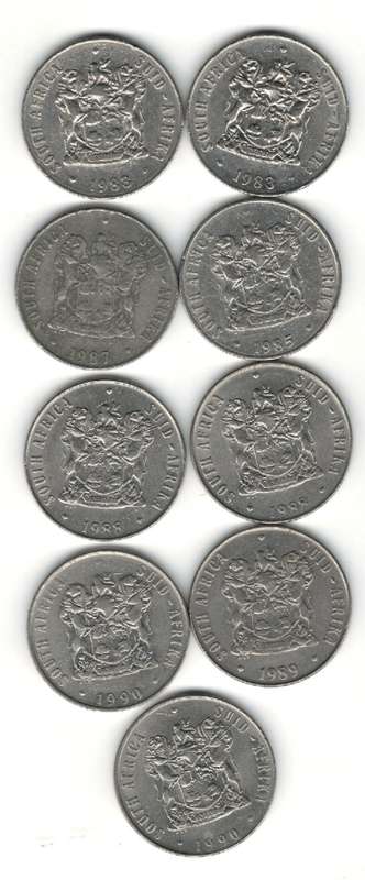 **R1 START - 50 Cents 2x1983, 1985, 1987, 2x1988, 1989, 2x1990