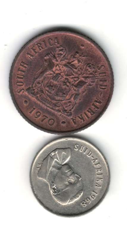 **R1 START - 1970 2 Cents & 1968 Afrikaans 5 Cents