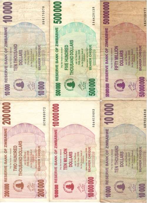 **R1 START - 6 X Zimbabwe Notes