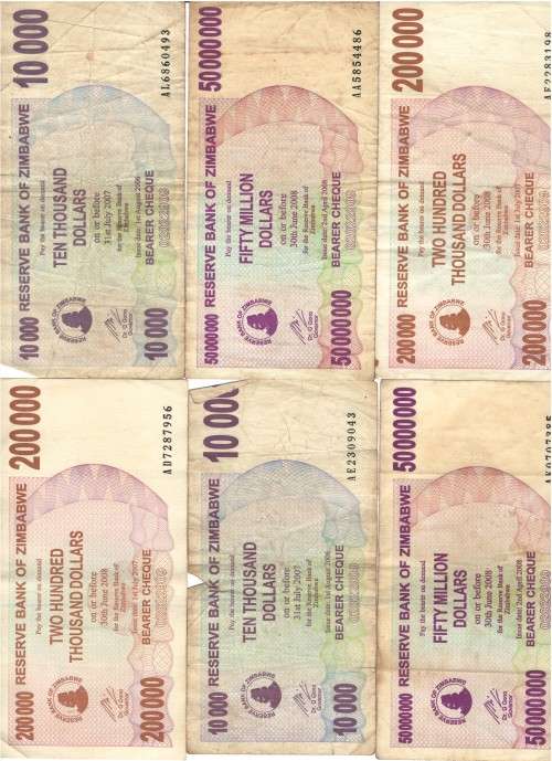 **R1 START - 6 X Zimbabwe Notes
