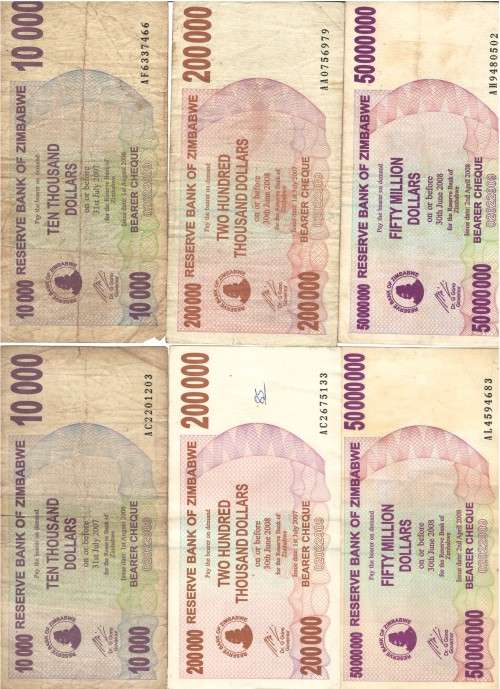 **R1 START - 6 X Zimbabwe Notes