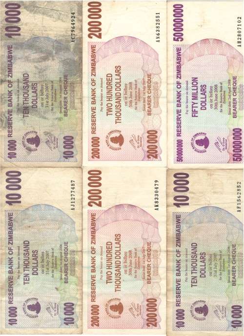 **R1 START - 6 X Zimbabwe Notes
