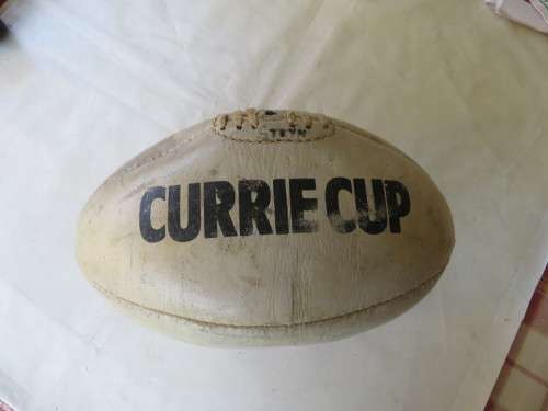 VINTAGE DEFLATED CURRIE CUP RUGBY BALL -  AS PER SCAN