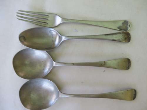 THREE OLD SPOONS AND ONE FORK - AS PER SCAN