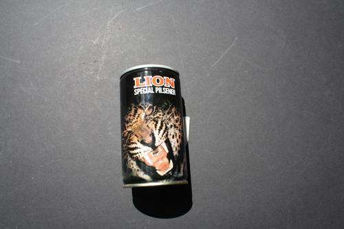 LION BEER CAN - LEOPARD -ROLLED ALUMINIUM - PLEASE HAVE A LOOK