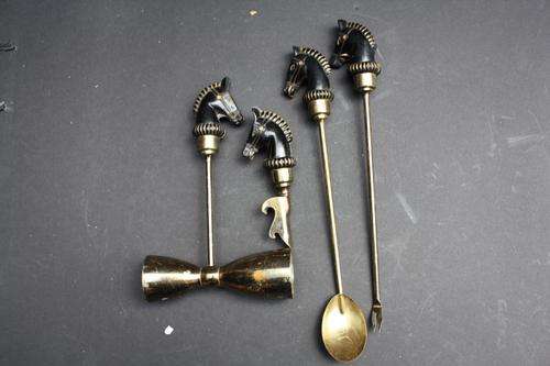 4 PIECE BRASS BAR SET - PLEASE HAVE A LOOK
