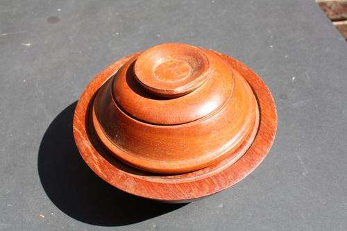 WOODEN BOWL WITH LID - 195 MM DIAM. - 75 MM HIGH