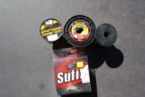 ROLLS OF FISHING LINE - VARIOUS LENGHT AND THICKNESS - NO IDEA HOW MANY METERS ARE STILL LEFT