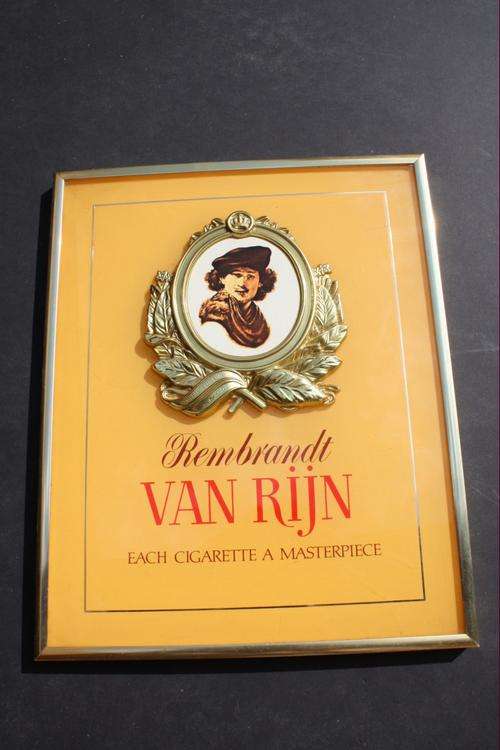 REMBRANDT VAN RYN ADVERTISING SIGN - 290 X 360 MM - PLEASE HAVE A LOOK