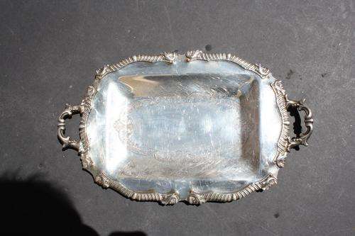 ORNATE SILVER PLATED PLATE - 230 X 160 MM - 15 MM HIGH - CORORE PLATE - EP - NO.197