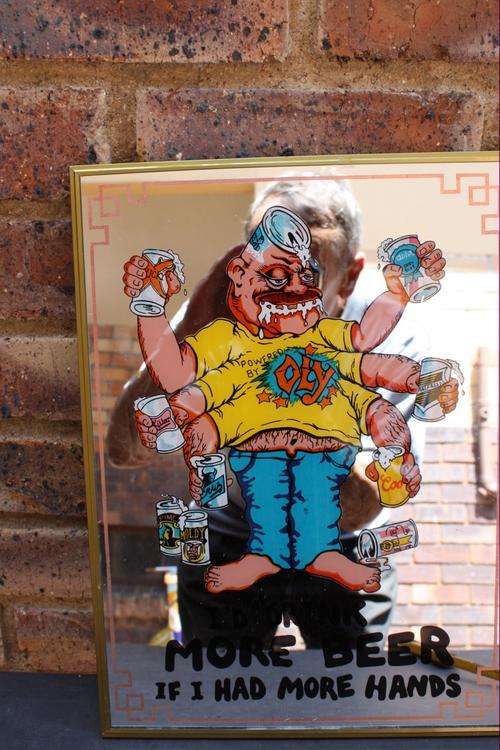 BAR MIRROR - 280 X 380 MM - I'D DRINK MORE BEER IF I HAD MORE HANDS - PLEASE HAVE A LOOK