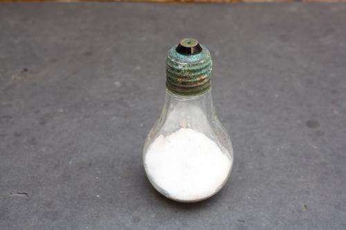 OLD SALT CONTAINER IN SHAPE OF A LIGHT BULB - 110 MM HIGH - PLEASE HAVE A LOOK