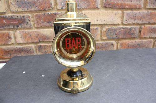 BRASS BAR LAMP - 95 X 95 MM - 230 MM HIGH - BATTERY OPERATED - PLEASE HAVE A LOOK