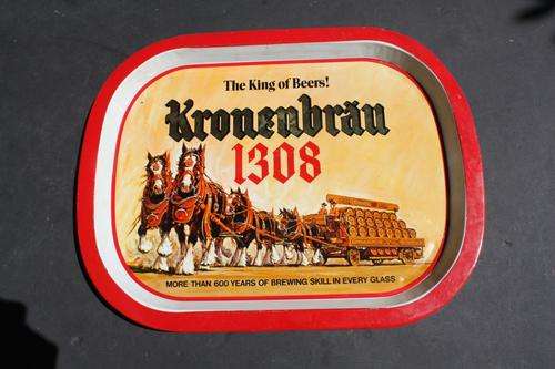 METAL DOUBLE PRINTED BAR TRAY - KRONENBRAUE - 420 X 320 MM - PLEASE HAVE