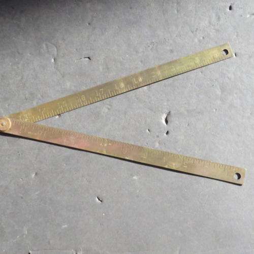 VINTAGE RABONE BRASS FOLDABLE RULER - 23 INCHES - NO. 1494 - PLEASE HAVE A LOOK