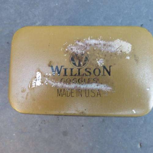 TIN BOX - 100 X 60 MM - 60 MM HIGH - WILLSON GOGGLES - PLEASE HAVE A LOOK
