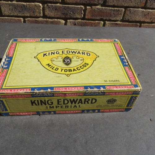 WOODEN CIGAR BOX - KING EDWARD THE SEVENTH - 220 X 140 MM - 60 MM HIGH PLEASE HAVE A LOOK
