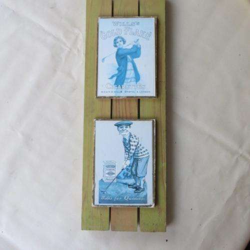 WILL'S CIGARETTES - TWO SMALL PRINTS - 105 X 145 MM EACH - ON SLATTED WOODEN BOARDS - 140 X 420 MM