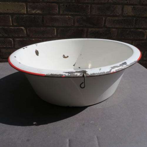 OLD ENAMEL BASIN - 410 MM DIAM. - 130 MM HIGH - PLEASE HAVE A LOOK