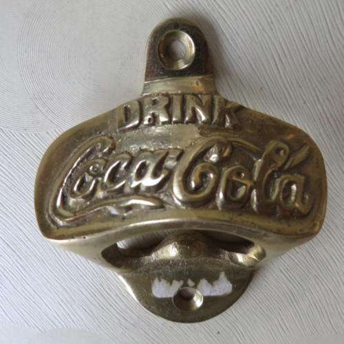 SOLID ORIGINAL BRASS WALL MOUNTED COCA COLA BOTTLE OPENER - PLEASE HAVE A LOOK