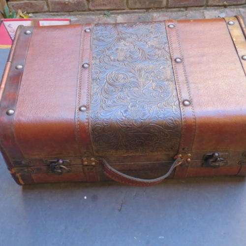 LEATHER COVERED BOX - 400 X 260 MM - 170 MM HIGH - PLEASE HAVE A LOOK