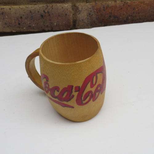 WOODEN COCA COLA MUG - 75 MM DIAM. - 105 MM HIGH - PLEASE HAVE A LOOK