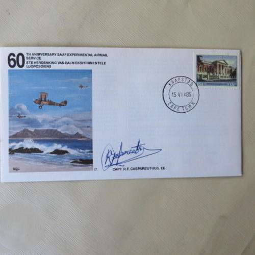 60TH ANNIVERSARY - SAAF EXPERIMENTAL AIRMAIL SERVICE - SIGNED NO 870