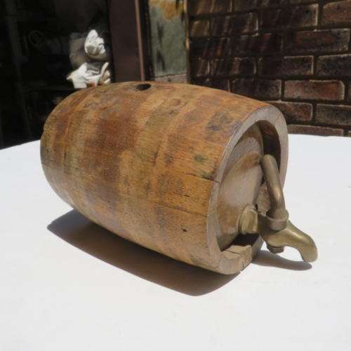 SMALL WOODEN BARREL - 100 MM DIAM. - 155 MM LONG - NO STAND - PLEASE HAVE A LOOK