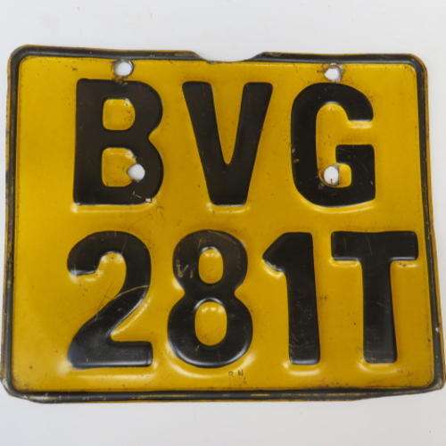 OLD METAL NUMBER PLATE - BVG 281 T - PLEASE HAVE A LOOK