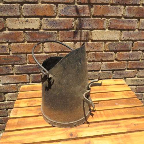 WINTER IS COMING -  OLD METAL COAL SCUTTLE - 280 MM DIAM. 300 MM HIGH