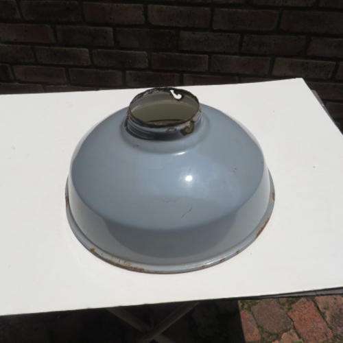 VINTAGE GREY ENAMEL OUTSIDE LIGHT COVER - 400 MM DIAM. - 170 MM HIGH