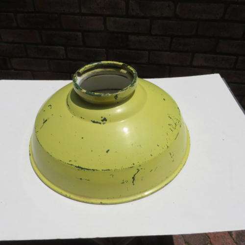 VINTAGE YELLOW ENAMEL OUTSIDE LIGHT COVER - 460 MM DIAM. - 200 MM HIGH