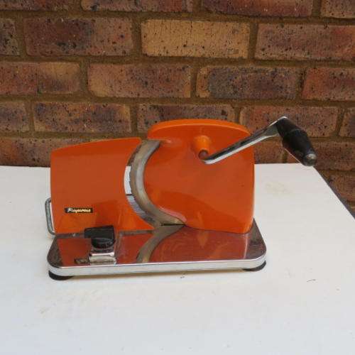 OLD ORANGE PINEWARE BREAD / MEAT SLICER