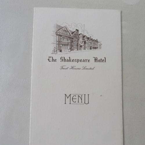 THE SHAKESPEARE HOTEL - MENU - 5th JANUARY, 1951