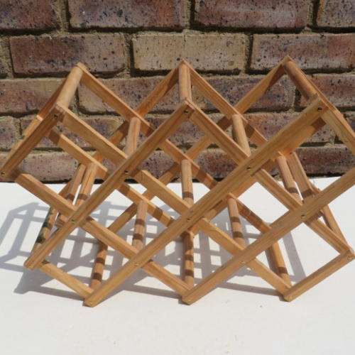 WOODEN FOLDABLE WINE RACK - 480 X 160 MM - 340 MM HIGH - FOR 10 BOTTLES