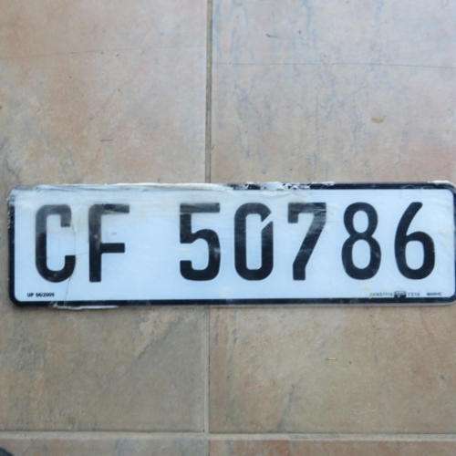 OLD SINGLE PLASTIC NUMBER PLATE - CF 50786
