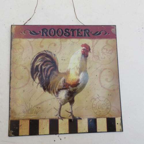 METAL SIGN - ROOSTER - 245 X 245 MM